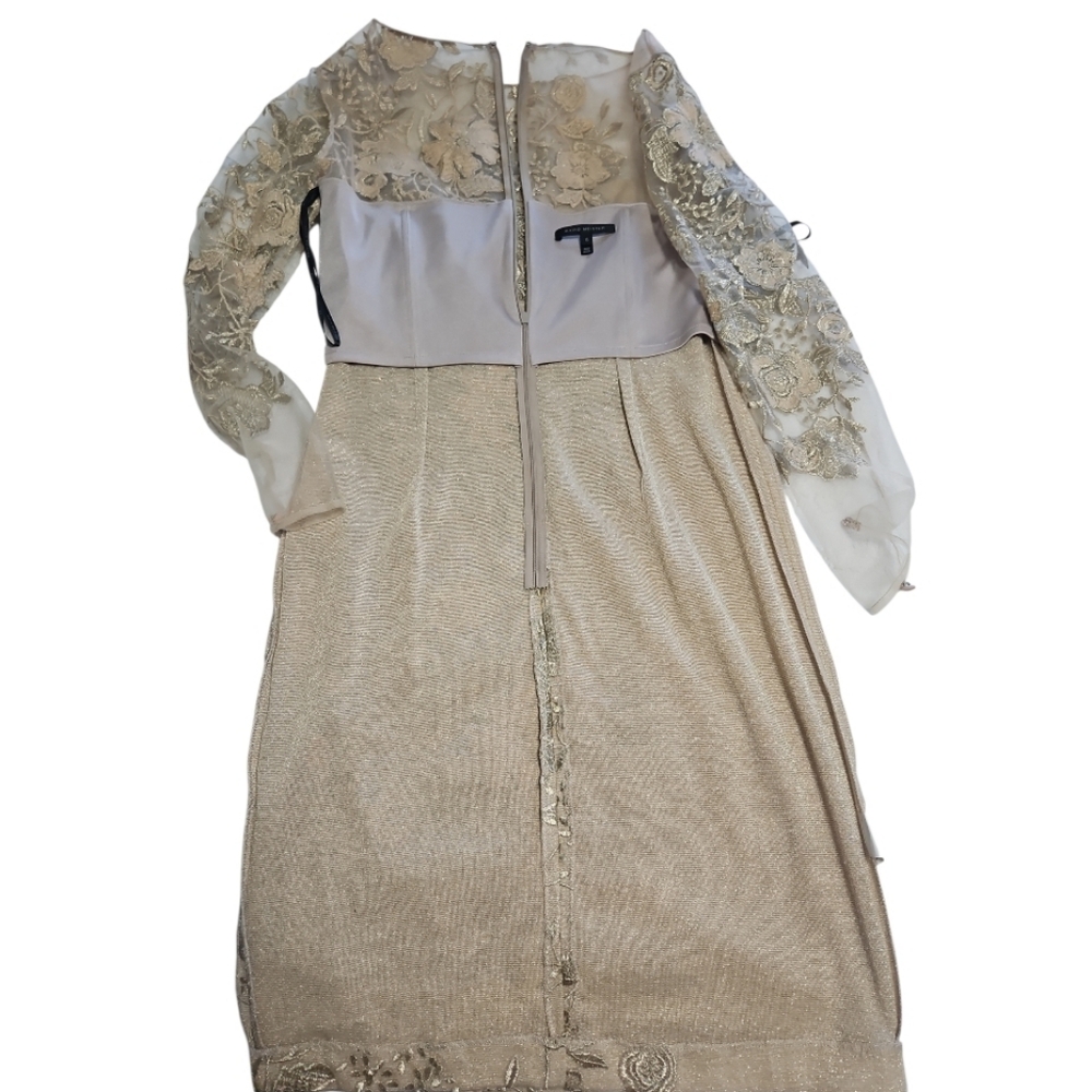 David Meister Floral Sheath Embroidered Knee Length Dress Sz 6 - Picture 10 of 12